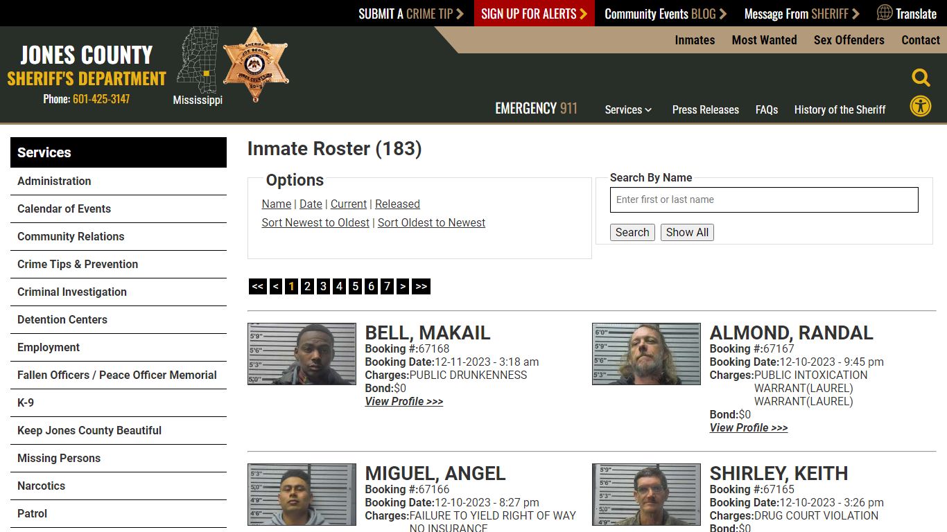Inmate Roster - Current Inmates Booking Date Descending - Jones County ...